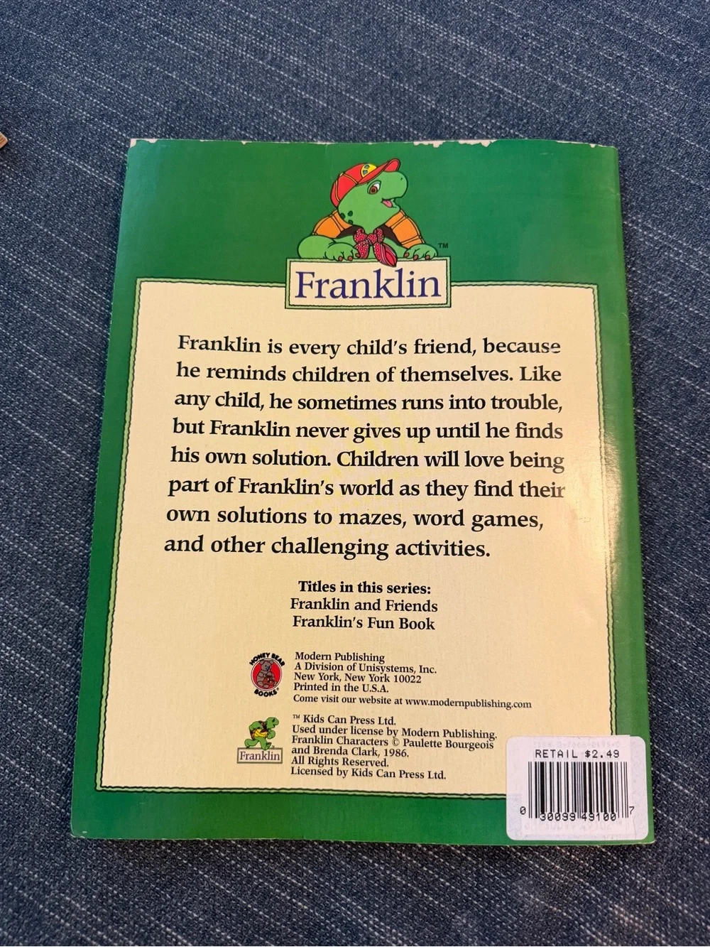 Vintage Franklin & Friends Giant Coloring Activity Book 2000 Turtle